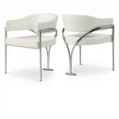 Silver Vegan Leather Dining Chair Set of 2 with Contemporary Design