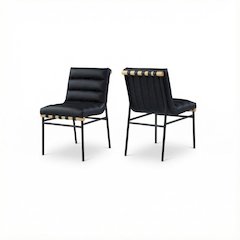 Black Vegan Leather Dining Chairs Set of 2 with Contemporary Design