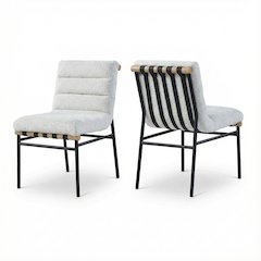 Black Boucle Fabric Dining Chair Set of 2 with Contemporary Style