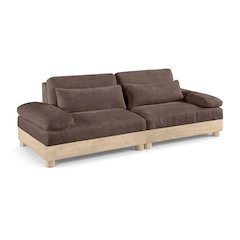 Turin 95.5" Brown Chenille Fabric Upholstered 2pc. Modular Loveseat