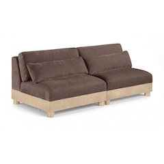 Turin 80" Brown Chenille Fabric Upholstered 2pc. Modular Loveseat