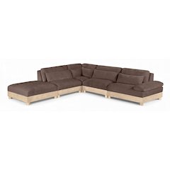 Turin 127.75" Brown Chenille Fabric Upholstered 5pc. Modular Sectional