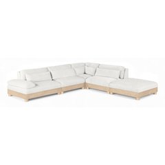 Turin 120" Cream Chenille Fabric Upholstered 5pc. Modular Sectional