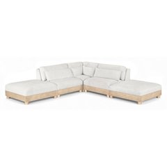 Turin 120" Cream Chenille Fabric Upholstered 5pc. Modular Sectional