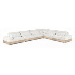 Turin 167.75" Cream Chenille Fabric Upholstered 6pc. Modular Sectional
