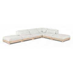 Turin 160" Cream Chenille Fabric Upholstered 6pc. Modular Sectional