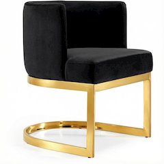 Gold Velvet Dining Chair with Armrests and Contemporary Design