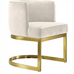 Gold Velvet Dining Chair with Contemporary Design and Padded Seat