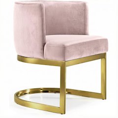 Gold Velvet Dining Chair with Armrests and Contemporary Design, 300 lb Capacity