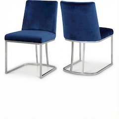 Chrome Velvet Dining Chair Set of 2 with Cushioned Seat and Contemporary Design