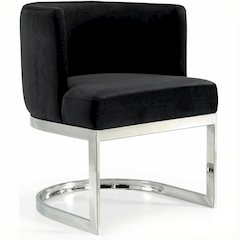 Chrome Dining Chair with Velvet Upholstery and Contemporary Design