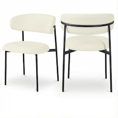 Matte Black Vegan Leather Dining Chair Set of 2 with Contemporary Design