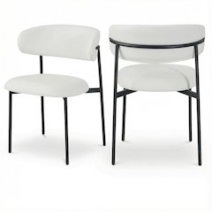 Matte Black Upholstered Dining Chairs Set of 2 with Vegan Leather Seats