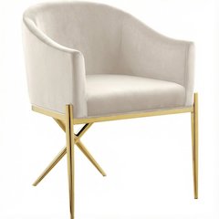 Gold Velvet Dining Chair with Armrest and Contemporary Design 1-Piece SKU