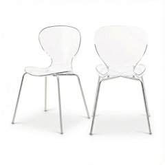 Chrome Metal Dining Chair Set of 2 with Contemporary Design and Durable Frame