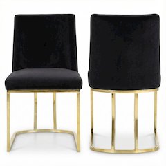 Gold Velvet Dining Chair Set of 2 with Cushioned Seat and Contemporary Design