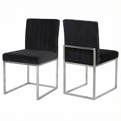 Chrome Velvet Dining Chairs Set of 2 with Contemporary Design and Durable Frame