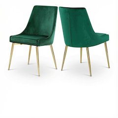 Gold Velvet Dining Chairs Set of 2 with Cushioned Seat and Contemporary Design