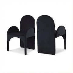 Black Velvet Dining Arm Chairs Set of 2 with Contemporary Style