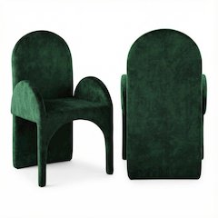 Emerald Velvet Dining Arm Chair Set of 2 - Contemporary Design, Comfortable Seat