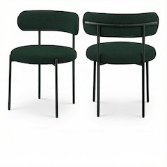 Matte Black Boucle Fabric Dining Chairs Set of 2 with Contemporary Design