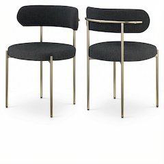 Brushed Brass Dining Chair Set of 2 with Boucle Fabric and Contemporary Design