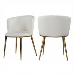 Brushed Gold Vegan Leather Dining Chairs Set of 2 with Contemporary Design