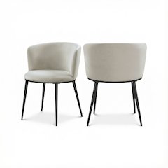 Matte Black Velvet Dining Chair Set of 2 with Cushioned Seat