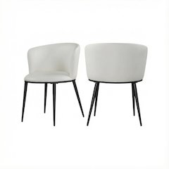 Matte Black Vegan Leather Dining Chairs Set of 2 with Contemporary Design