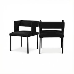 Matte Black Velvet Dining Chairs Set of 2 with Contemporary Style
