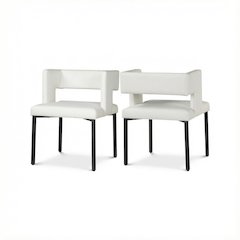 Matte Black Vegan Leather Dining Chairs Set of 2 with Contemporary Design