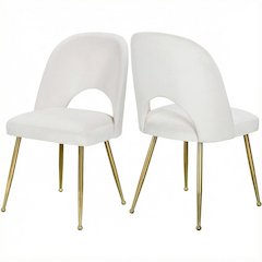 Gold Velvet Dining Chairs Set of 2 with Contemporary Design and Cushioned Seats