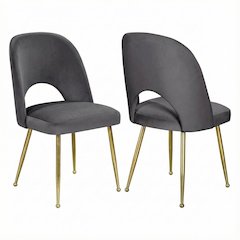 Gold Velvet Dining Chair Set of 2 with Contemporary Design