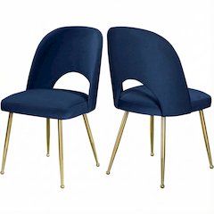 Gold Velvet Dining Chair Set of 2 with Contemporary Design and Cushioned Seat