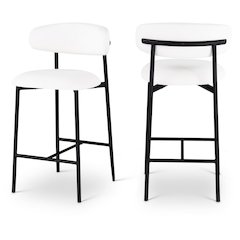 Vegan Leather Counter Stools with Back, Kitchen Island, Off-White, Set of 2