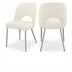 Chrome Vegan Leather Dining Chairs with Contemporary Design, Set of 2