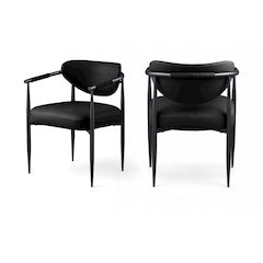Virella Black Vegan Leather Upholstered Dining Chair, Set of 2