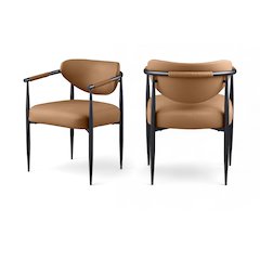 Virella Cognac Vegan Leather Upholstered Dining Chair, Set of 2