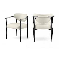 Virella Cream Vegan Leather Upholstered Dining Chair, Set of 2