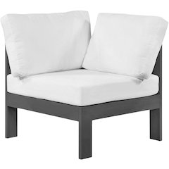 White Fabric Outdoor Patio Aluminum Corner Chair With Contemporary Design