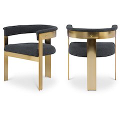 Romeo Black Boucle Fabric Dining Chair, Set of 2