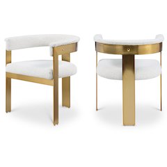 Romeo Cream Boucle Fabric Dining Chair, Set of 2