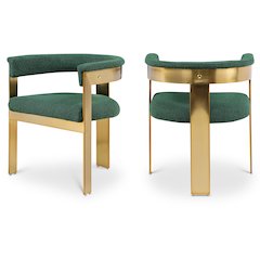 Romeo Green Boucle Fabric Dining Chair, Set of 2