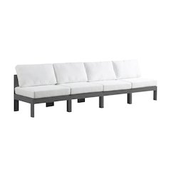 White Fabric Outdoor Patio Modular Sofa With Contemporary Style