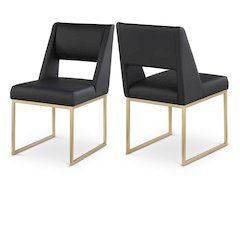 Jayce Black Vegan Leather Dining Chair, Set of 2