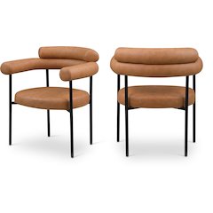 Blake Cognac Vegan Leather Dining Chair, Set of 2