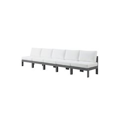 White Fabric Outdoor Patio Modular Sofa With Contemporary Design For Relaxing