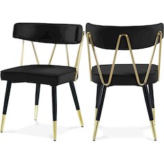 Rheingold Black Velvet Dining Chair, Set of 2