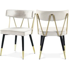 Rheingold Cream Velvet Dining Chair, Set of 2