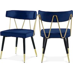Rheingold Navy Velvet Dining Chair, Set of 2